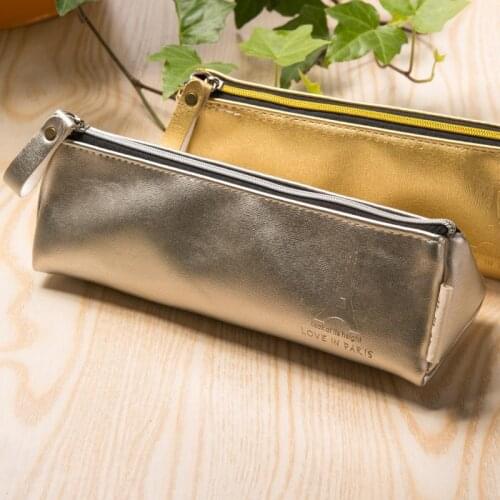 Gold And Silver Series Pencil Bag Solid Color Triangle Male And Female Students Minimalist Pencil Stationery Gift