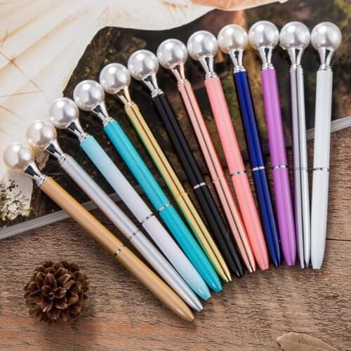 1PCS Cute New Colorful Pearl Metal Ball Pens Queens Crutch Ballpen Gift Ballpoit Pens School Supplies Boligrafos Material
