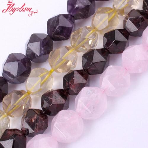 10mm Faceted Cube Quartz Garnet Beads Natural Stone Beads For DIY Necklace Bracelets Earring Jewelry Making 15" Free Shipping