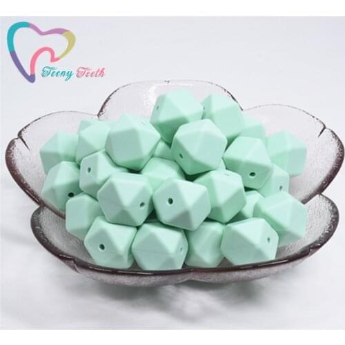 10 PCS Mint 14-17 MM Hexagon Silicone Beads Food Grade Baby Teething Chewable Hexagon Loose Beads For DIY Nipple Chain Baby Toy