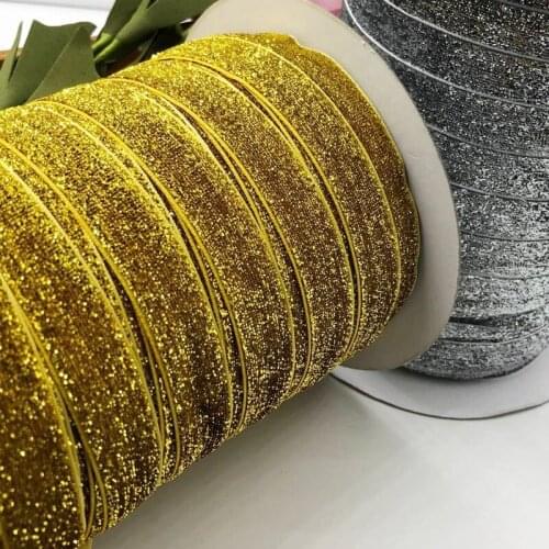 10y 5/8'' Gold and silver Color Metallic Glitter ribbon Wedding Party Supply Decoration DIY Crafts