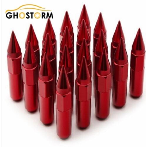 20PCS Car Wheel Nuts M12X1.5/M12X1.25 Spiked Aluminium 90MM Extended Tuner Wheels Rims Lug Nuts