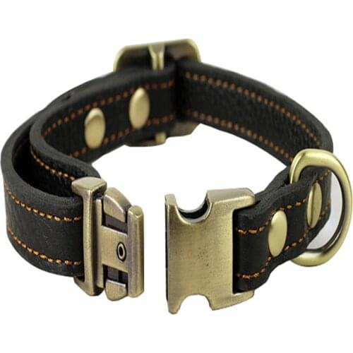 200pcs/lot Genuine Leather Dog Collar Neck Buckle Zinc Buckle Adjustable Neck Strap for Large Medium Pet Dog