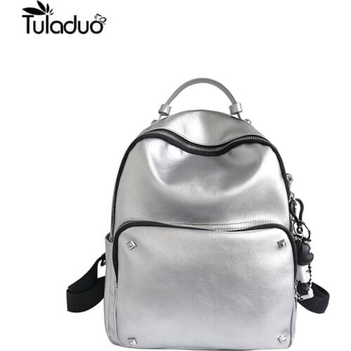 2020 New PU Leather Pretty Backpack Fashion Girls Solid Backbag School Bags For Student Cute Backpacks For Teenagers