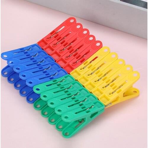 32/Sets Laundry Clips Mixed Color Windproof Plastic Clothes Pegs Home Hangers with Rope for Clothing