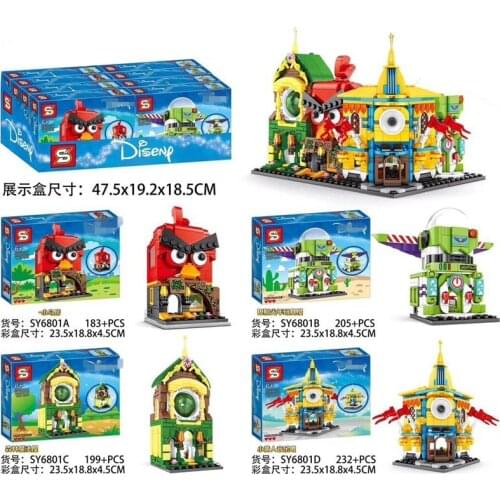 Anime Game 4 pcs In 1 Set Building Blocks Building Angry Lovely Figure Bird House Forest Magic House Children Toy Girls Boy