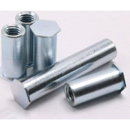 5pcs M3 carbon steel home improvement machinery blind hole hexagon pressing in nut 35~50mm length bottom hole 5.4mm