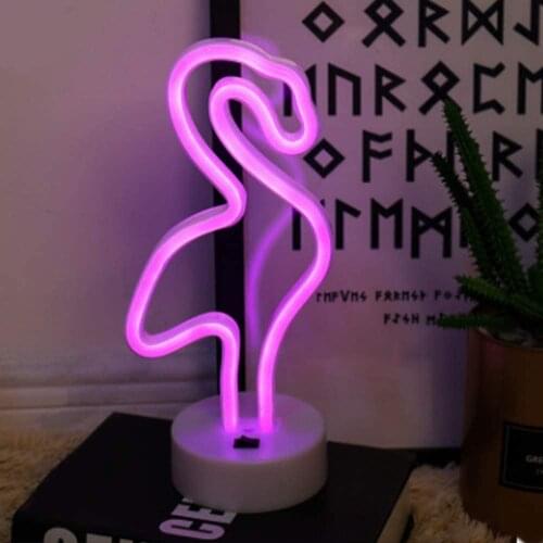 5V USB Cable powered LED Neon Light Flamingo LED Neon Sign lamp Night light for Home Bedroom Decoration Lighting Battery Operate