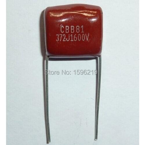 50pcs CBB capacitor 372 1600V 372J 1.6KV 3700pF 3.7nF P15 CBB81 Metallized Polypropylene Film Capacitor