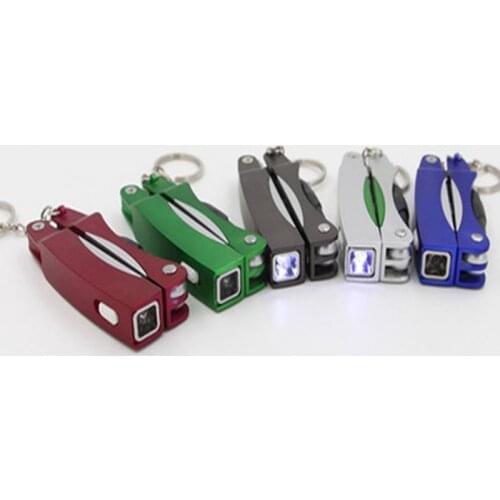 50pcs/lot Mini Keychain Led flashlight Scissors cutter with ballpoint pen Protable Keyring Key chain torch ballpen