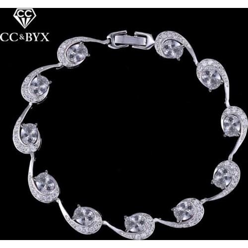 CC Bracelets For Women Luxury Unique Design High Quality Female Crystal Bangle CZ Wedding Accessories Party Bride Jewelry S0057