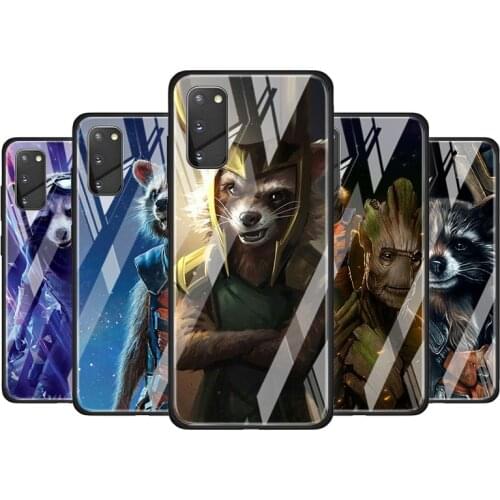 Rockets Raccoon Marvel Tempered Glass Cover For Samsung Galaxy S20 S10 S9 S8 S10E FE Ultra Plus Lite 5G Phone Case