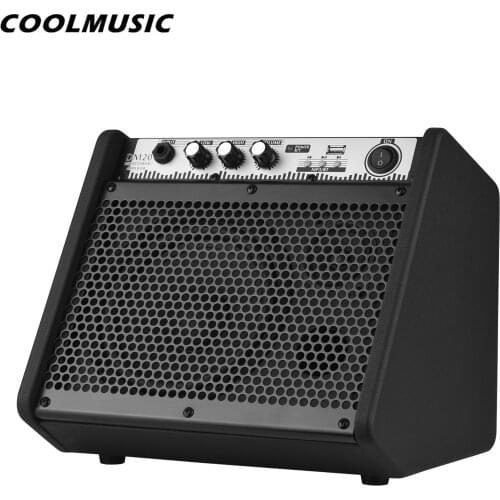 COOLMUSIC DM20 20W Electric Drum Amplifier Keyboard Amp Wireless BT Speaker 2-Band EQ Supports USB MP3 Player Function