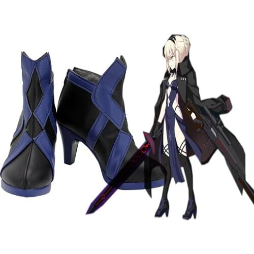 Fate Grand Order FGO Saber Alter Rider Cosplay Boots Black Shoes Women High Heel Shoes for Halloween Cosplay