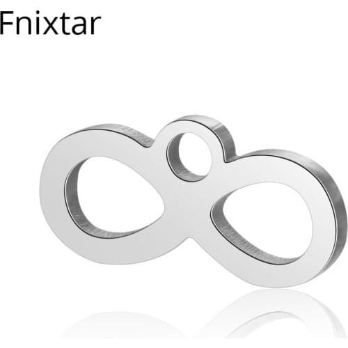 Fnixtar 6*12mm Polished Charm 316L Stainless Steel Infinity Symbol Charms Pendant for DIY Jewelry Making Mini Charms 20pcs/lot