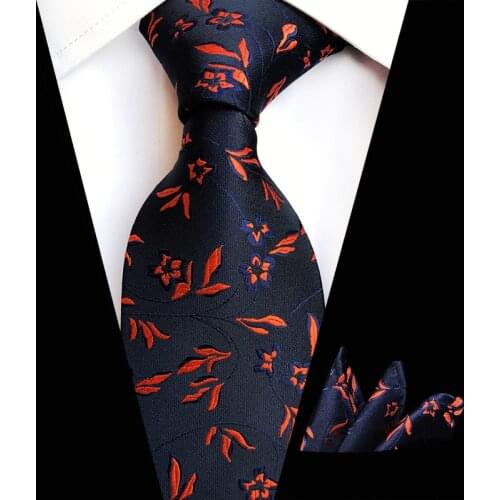 New Designer Ties for Men 100 Styles Navy Blue Red Flower Fashion Woven Neckties Hanky Set for Wedding Party Drop Shipping