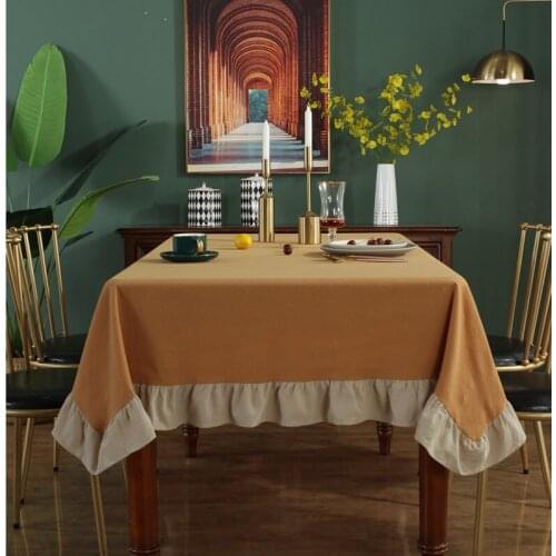 Ruffled Solid Color Table Cloth Dustproof Round Lace Tablecloth Retro Shooting Background Cloth Wedding Decor Cofee Table Decor