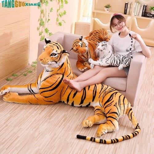 30-90cm Simulation Tiger Stuffed Plush Toys Pillow Cartoon Animal Big Pattern Kawaii Doll Home Decor Children Kids Xmas gifts