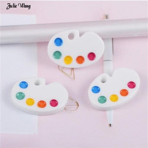 Julie Wang 20pcs Imitation Color Palette Charms Resin Cabochon Accessory Epoxy Jewelry Making Slime Supplies Photo Props 17*24mm