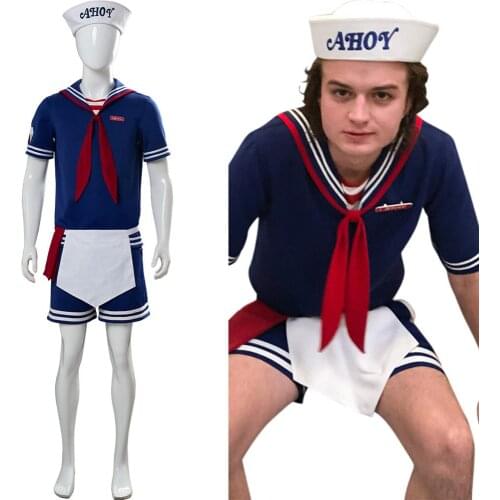 Stranger Cosplay Things 3 Steve Harrington Robin Scoops Ahoy Sailor Uniform Suit Halloween Carnival Costumes