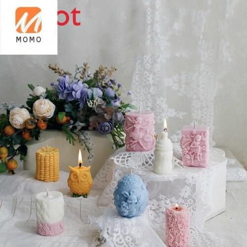 Creative Personality Handmade Candle Making Gift Decoration Embedded Fairy Rose Owl Pattern Home Decorations Valentines Day