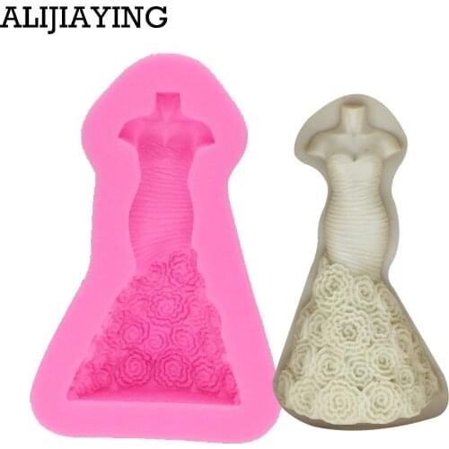 M1187 3D Skirt Princess Dress Shape Cake Mold Silicone Fondant flower Cake Decorating Tool Baking Tools
