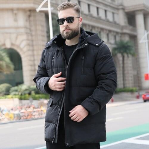 2019 Mens Thick Large size XL-9XL 10XL Hooded Park Thermal Jacket Autumn and Winter Collar Mens jacket Color Black / Green