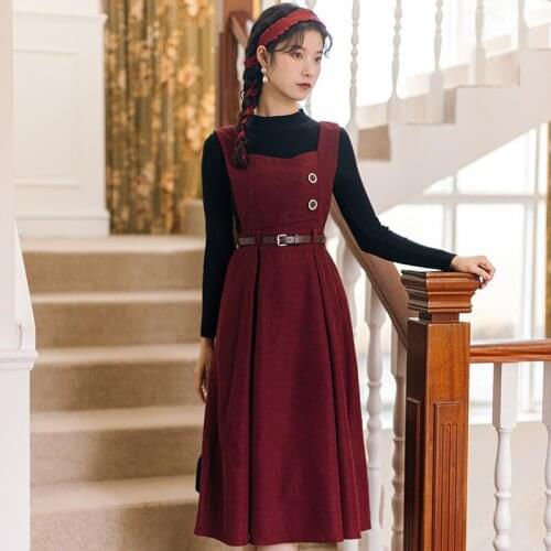 One Set Clothes Women Korean Retro Knitted Dress Suit Female Slim Sexy Black Sweater+Square Neck Elegant Strap Retro Dress Suit