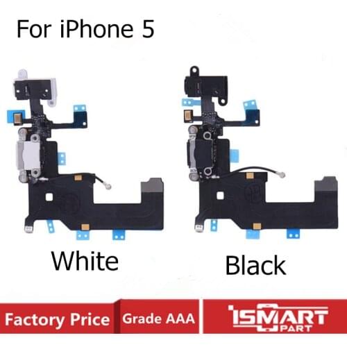 Original For iPhone 5 Charging Port Dock Connector With Mic Flex Cable A1428 A1429 A1442 Black/ White
