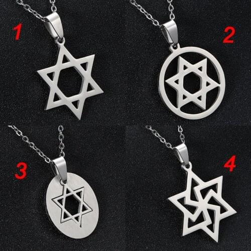 Stainless Steel Necklace Magen Star Of David Pendant Israel Chain Necklace Women Elegant Wedding Jewelry Wholesale Gift