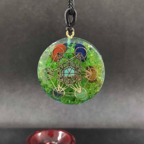 Orgone Pendant Rainbow Crystal Stones olivine Chakra Reiki Healing Energy Generator EMF Radiation Protection Necklace