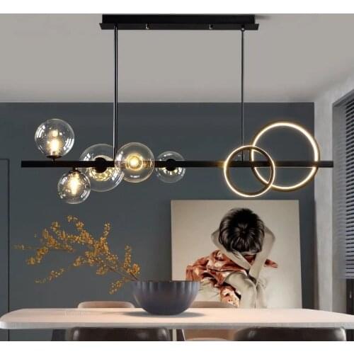 Nordic Glass Magic Bean Pendant Lights Clear Glass Ball Hanging lamp Fixtures Living Room Restaurant Dining Room Decor Luminaire