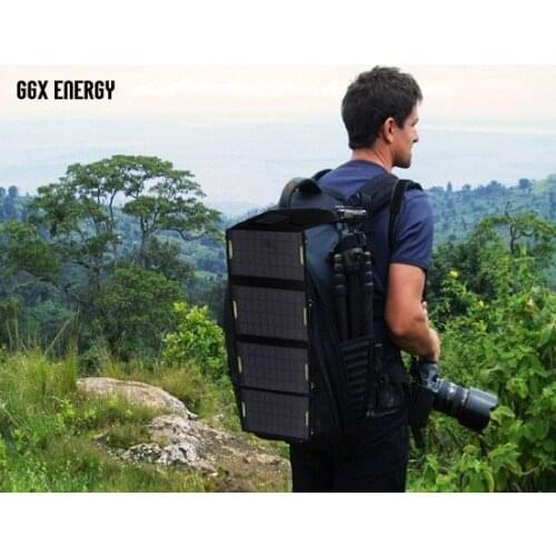 Portable Solar Charger for Camping+ 14W Mono Fodable Solar Panel + Double USB Output + Waterproof Solar Rechargeable Folding Bag