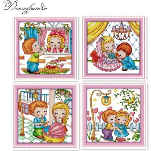 A romantic beginning cross stitch kit aida 14ct 11ct count printed canvas stitches embroidery DIY handmade needlework