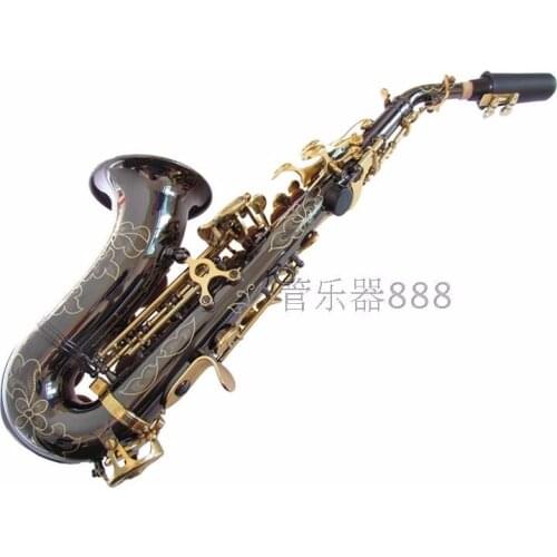 Soprano saxophone new black nickel gold standard brass sculpture BB soprano Sax small curved white pearl button