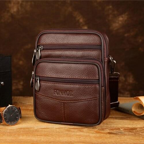 2021 New Fashion Genuine Leather Shoulder Bag Small Messenger Bags Men Travel Crossbody Bag Handbags Men Bag Flap