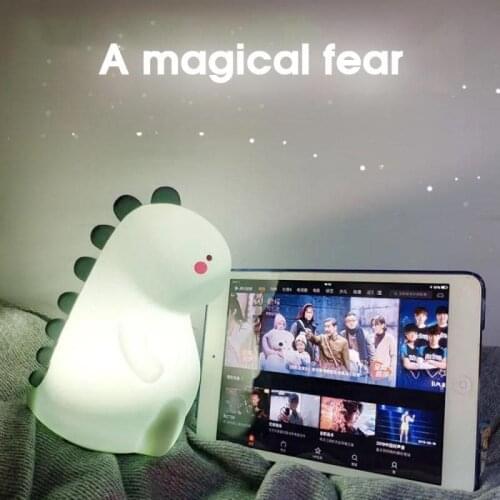Dinosaur LED Night Light Touch Sensor Rmote Control 16 Color Dimmable USB Rechargeable Soft Silicone Lamp For Children Kids Baby