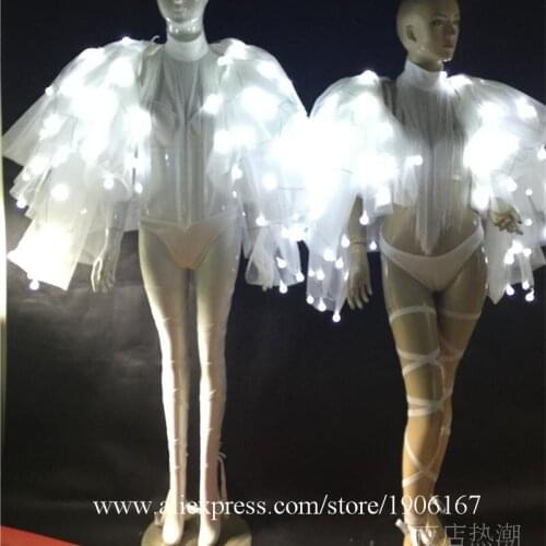 Led Luminous Sexy Lady Party Ballet Dress Led Lighting Stage Performance Bikini Dance Props Led Light Up Halloween Cloak W