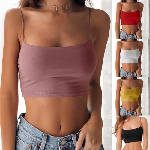 Plus Size XS-5XL Sexy Spaghetti Strap Tops Camis Women Summer Solid Cropped Tank Tops Cool Girls Streetwear Elastic Crop Top