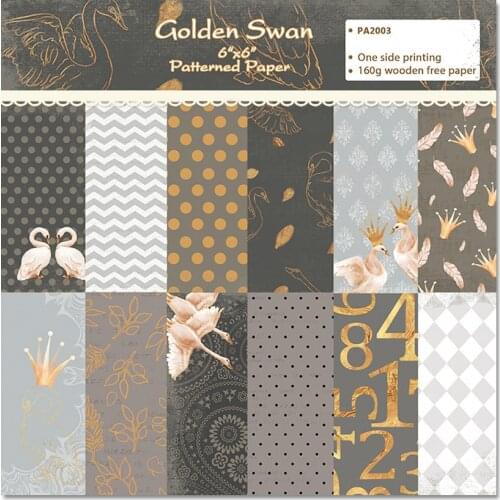 YPP CRAFT 12 Sheets Golden Swan Scrapbooking Pads Paper Origami Art Background Paper Card Making DIY Scrapbook Paper Craft