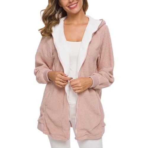 Autumn Winter Thicken Hoodie Coats 2020 Fashion Women Long Sleeve Fleece Cashmere Warm Sweatshirts WDC6268