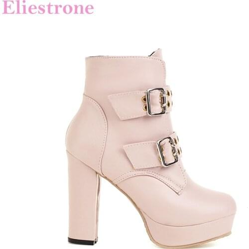 2021 Winter New Sexy Pink White Women Ankle Boots 4 inch High Heel Hot Platform Lady Nude Shoes Small Big Size 11 30 43 46 48