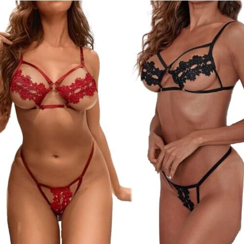 2Pcs Ladies Sexy Underwear Set Women Fashionable Floral Embroidery Hollow Backless Bra Perspective Shorts Lingerie Suit