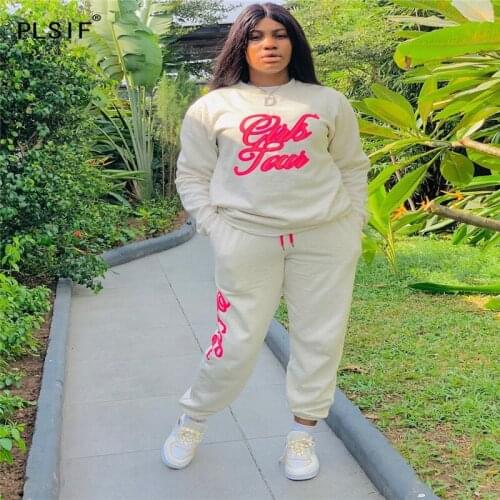 O neck long sleeve yellow pink print top and pants 2 pieces set high street causal lady fashion tracksuits