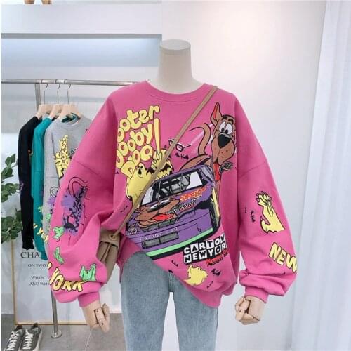 Spring Autumn Sweatshirt 2021 Fashion Thin Type Jumper Loose Korean Version Harajuku Hoodie Women Anime Tops Kpop Clothes