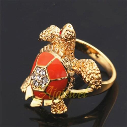 Ajojewel Rhinestone Turtle Ring Women Men Animal Jewelry Accessories Fashion Gift