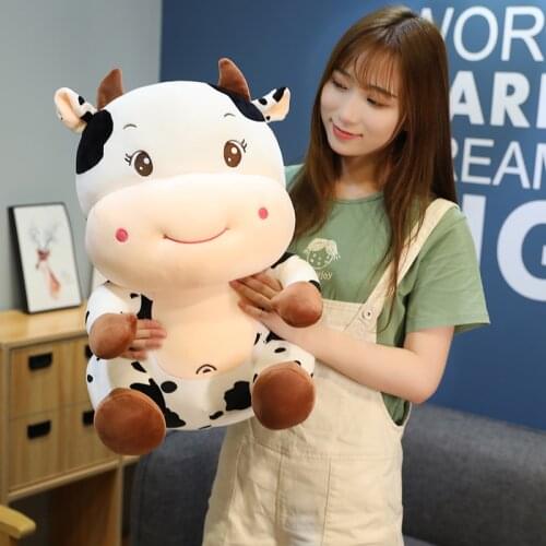 1 pc 25~55cm Sitting Cute Smiling Milk Cow Stuffed Farm Animal Plush Toy Children Christmas Birthday Gift Dropshipping