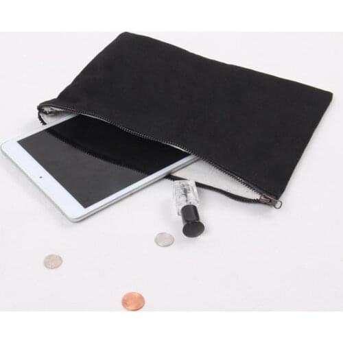 100pcs/lot White/Black Cotton Canvas bag for ipad Canvas zipper bag Cotton Clutch Bag make up pouch 28cmx20cm SN1613