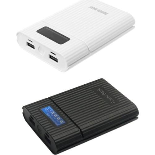 18650 Battery Charger Dual USB Charger Output Anti-Reverse 18650 Battery DIY Power Bank Box with LCD Display LED Lamp