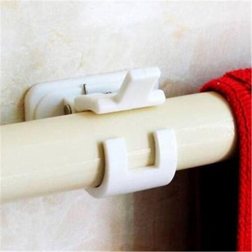 2PCS Nail-free Adjustable Curtain Rod Retaining Clip Curtains Bracket Holders Organized Storage Rack Hook For Kitchen Bathroom